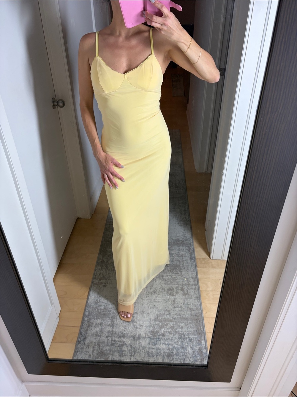 Elegant Yellow Slip Maxi Dress with Spaghetti Straps
